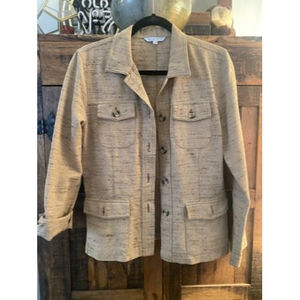 Cabi Tweed Safari Blazer Jacket Size 8 Layering Never Worn Tan Camel Caramel